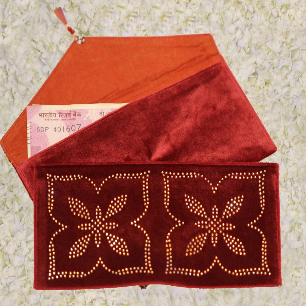 Swarovski envelope pouch- floral damask (Set of 10) - CrystalCraftWorld