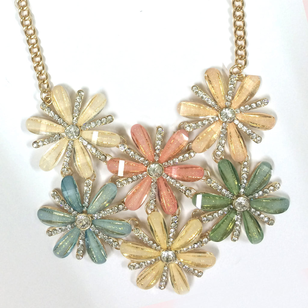 Floral necklace- multistone - CrystalCraftWorld