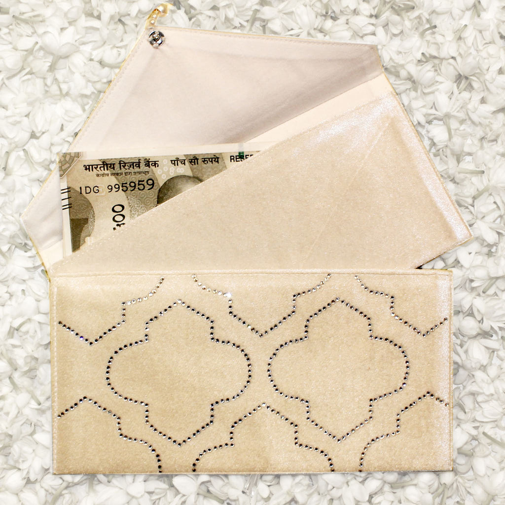 Swarovski 'Money envelope pouch- damask jaal (Set of 10) - CrystalCraftWorld